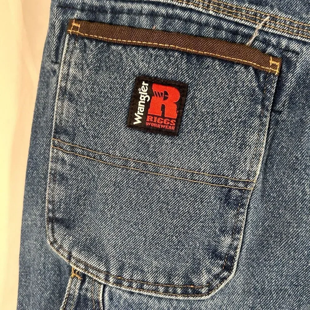 Wrangler Riggs Jeans Men's 36x34 Medium Wash Blue Denim Workwear 100% Cotton